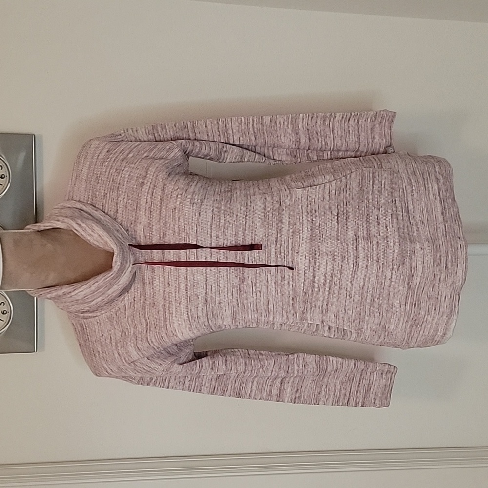 T by Talbots Size SP, Purple / Maroon Marled Sweater, Cowl Neck, Kangaroo Pocket